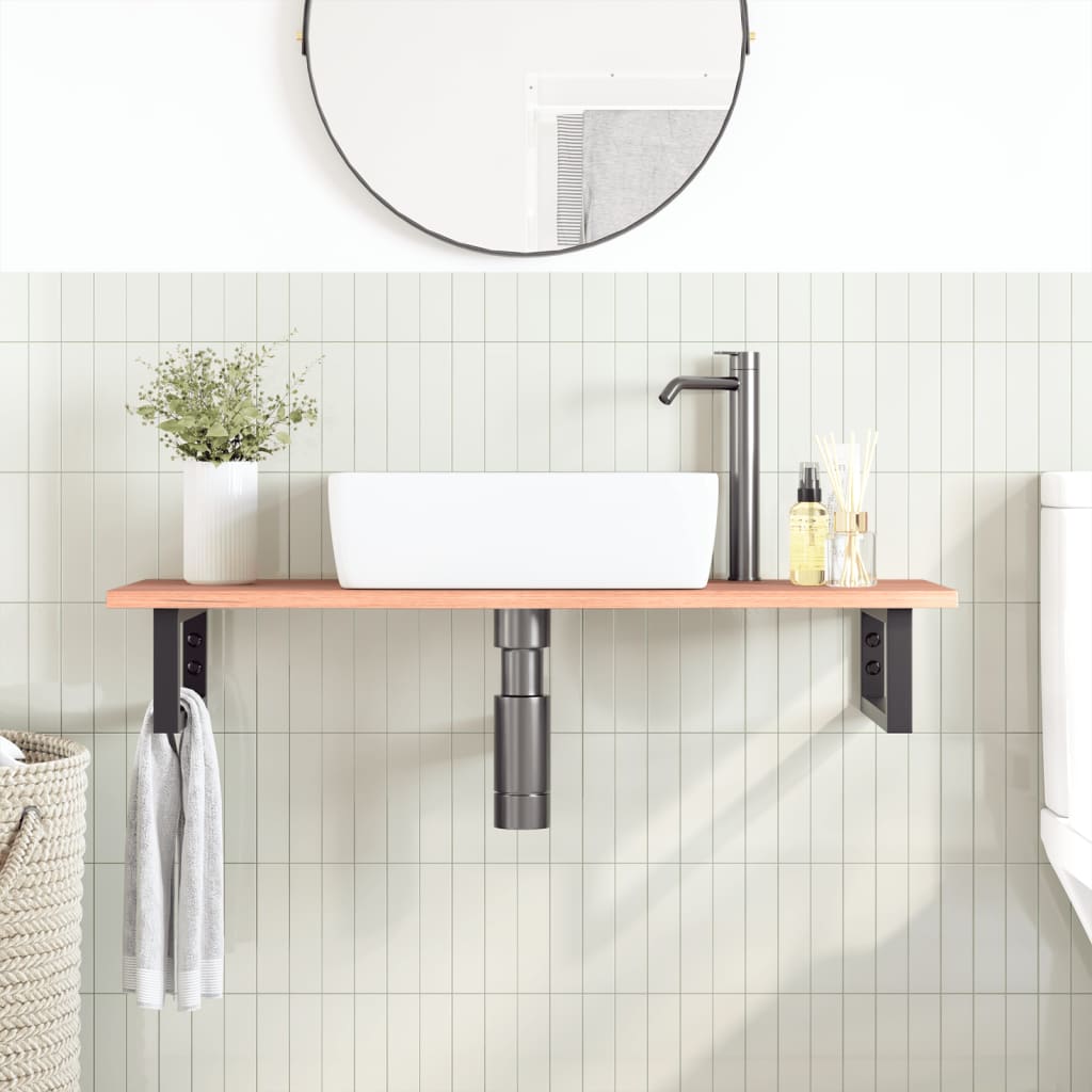 Badkamer wandschap staal en massief eikenhout