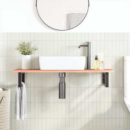 Badkamer wandschap staal en massief eikenhout