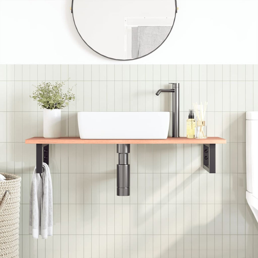 Badkamer wandschap staal en massief eikenhout