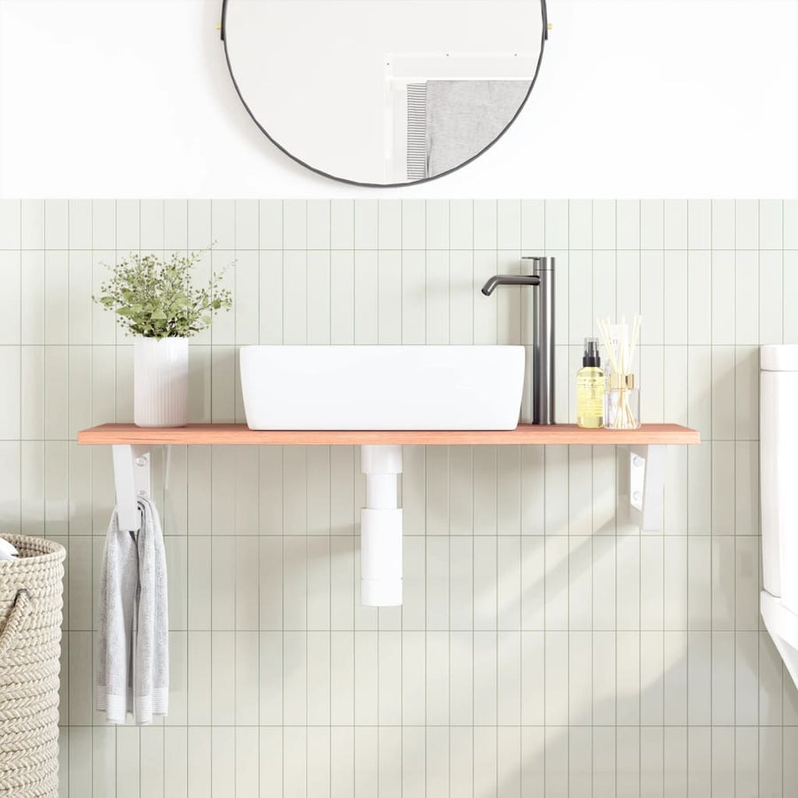 Badkamer wandschap staal en massief eikenhout