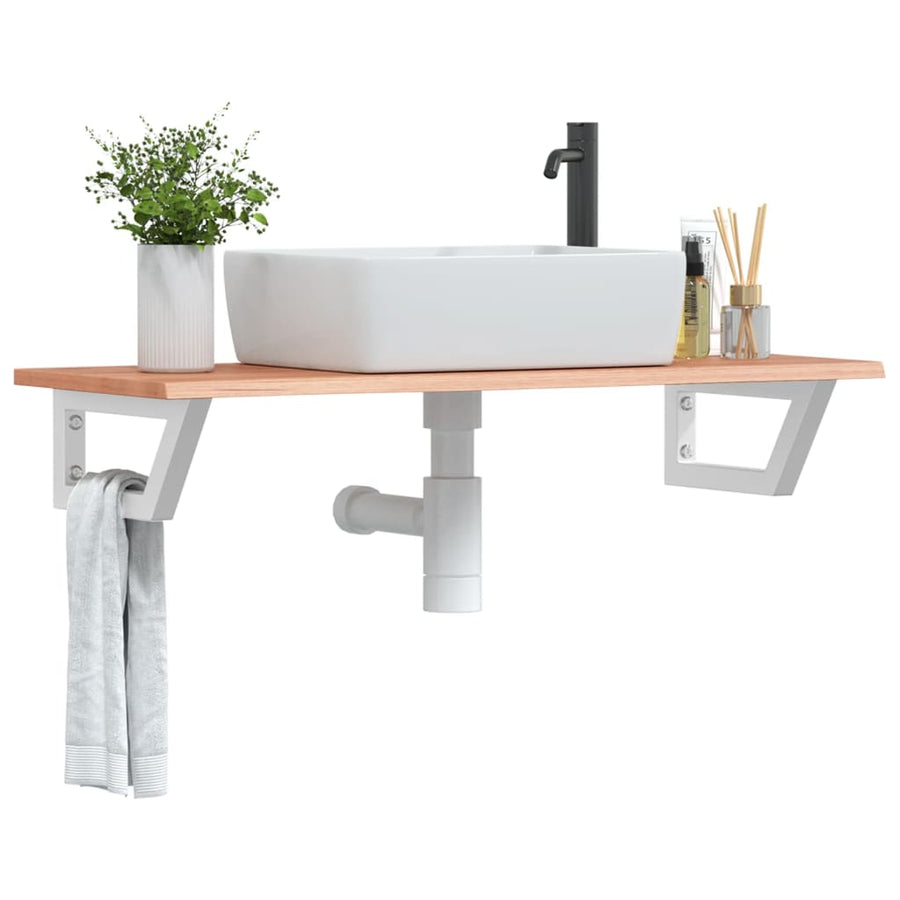 Badkamer wandschap staal en massief eikenhout