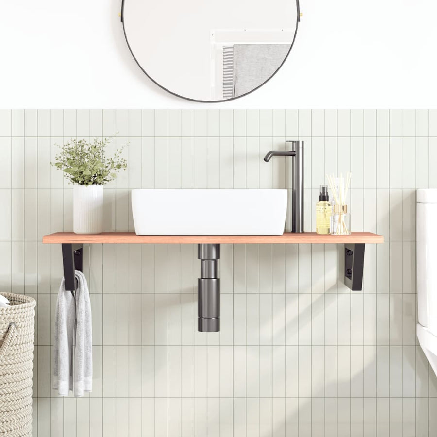 Badkamer wandschap staal en massief eikenhout