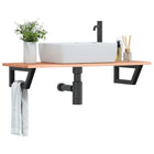 Bathroom wall shelf steel and solid oak