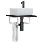 Bathroom wall shelf steel and solid oak