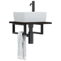 Bathroom wall shelf steel and solid oak