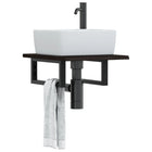 Bathroom wall shelf steel and solid oak