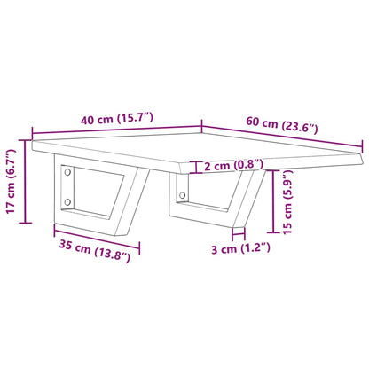 Badkamer wandschap staal en massief eikenhout