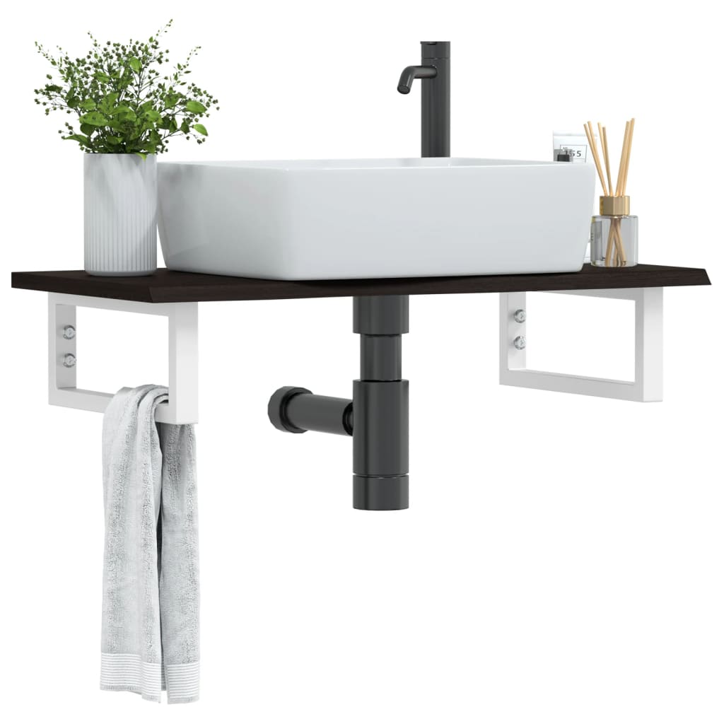 Badkamer wandschap staal en massief eikenhout