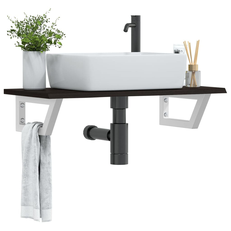 Badkamer wandschap staal en massief eikenhout
