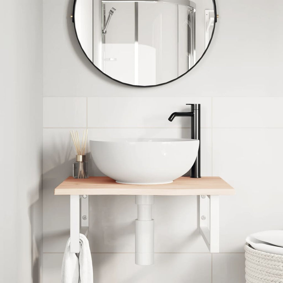 Badkamer Wandschap Staal En Massief Eikenhout 1
