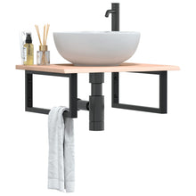 Badkamer Wandschap Staal En Massief Eikenhout 1 60 x 50 x 2 cm Bruin en zwart