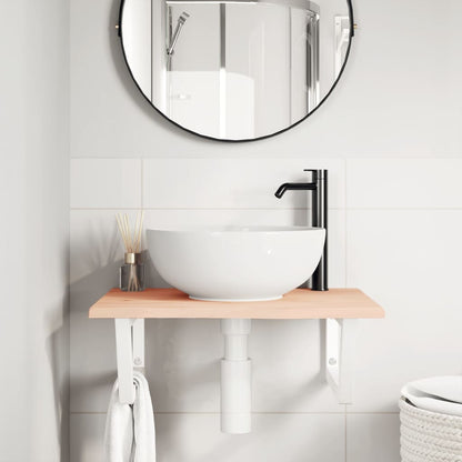 Badkamer wandschap staal en massief eikenhout