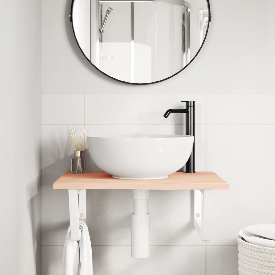 Badkamer wandschap staal en massief eikenhout