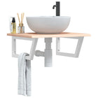 Bathroom wall shelf steel and solid oak