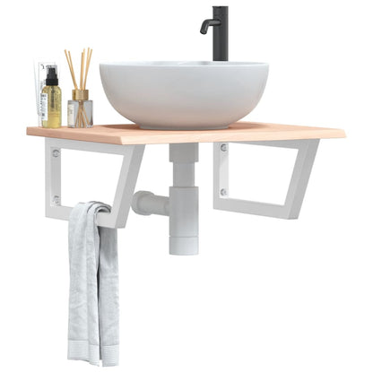 Badkamer wandschap staal en massief eikenhout