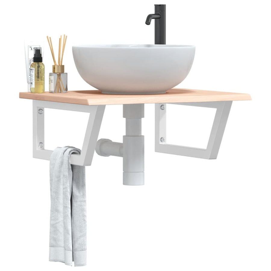 Badkamer wandschap staal en massief eikenhout