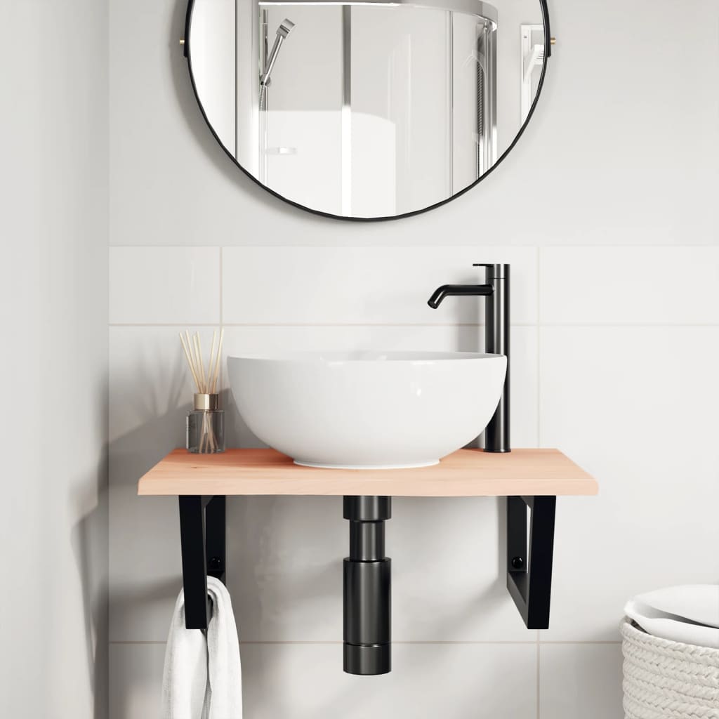 Badkamer wandschap staal en massief eikenhout