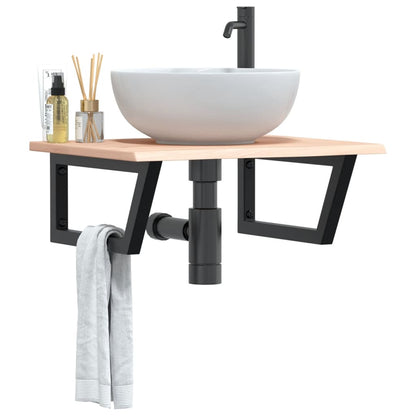 Badkamer wandschap staal en massief eikenhout