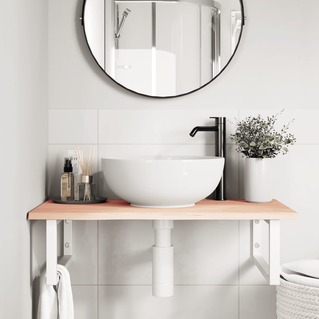 Badkamer Wandschap Staal En Massief Eikenhout 1