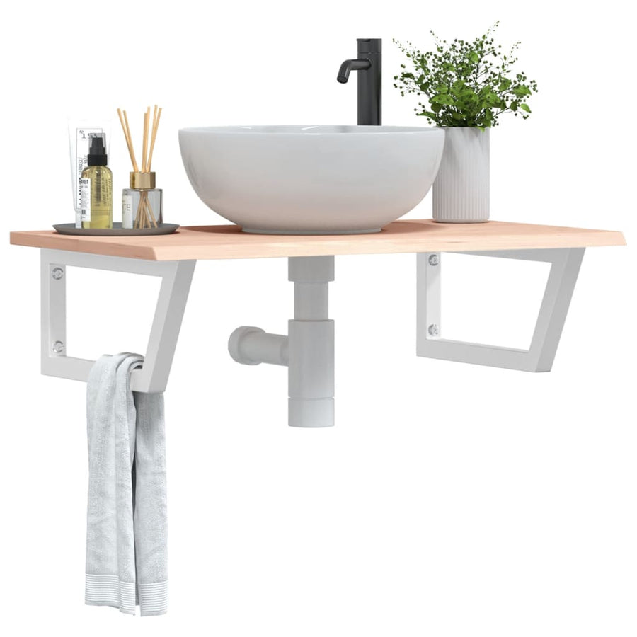Badkamer wandschap staal en massief eikenhout