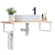 Badkamer wandschap massief eikenhout staal