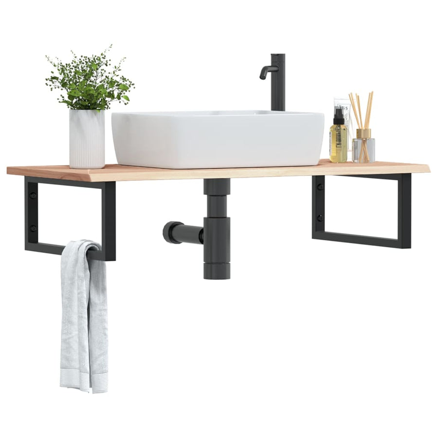 Badkamer wandschap staal en massief eikenhout