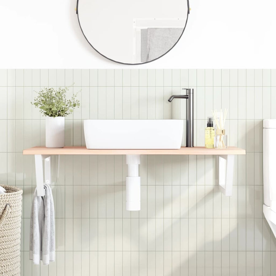 Badkamer wandschap staal en massief eikenhout