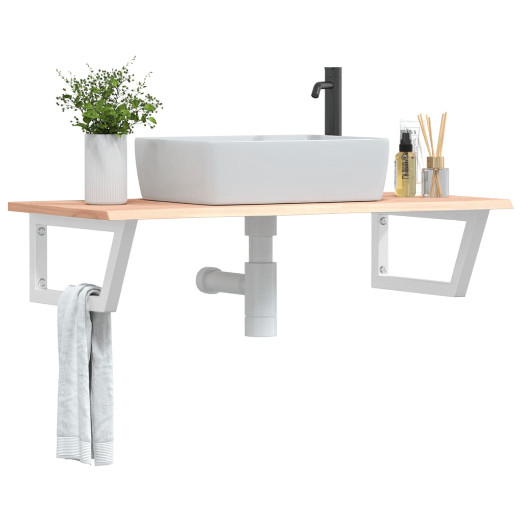 Badkamer wandschap staal en massief eikenhout
