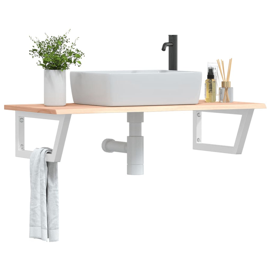 Badkamer wandschap staal en massief eikenhout