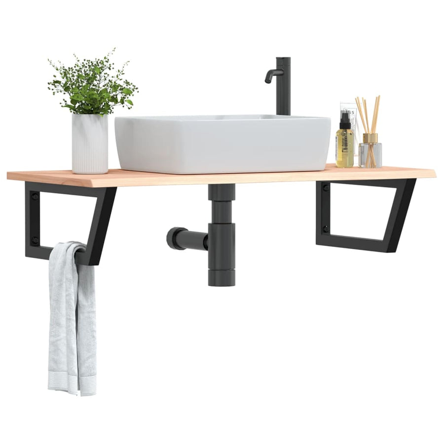 Badkamer wandschap staal en massief eikenhout