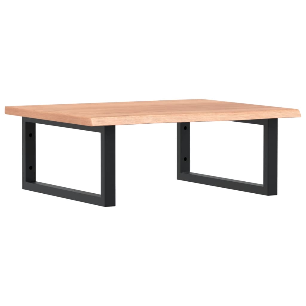 Badkamer Wandschap Staal En Massief Eikenhout 1 60 x 50 x 2 cm Lichtbruin en zwart