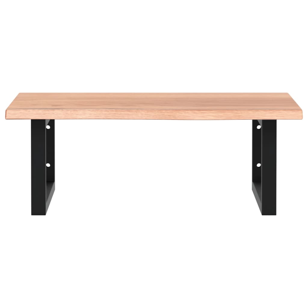 Badkamer Wandschap Staal En Massief Eikenhout 1 60 x 50 x 2 cm Lichtbruin en zwart