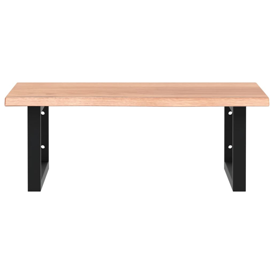 Badkamer Wandschap Staal En Massief Eikenhout 1 60 x 50 x 2 cm Lichtbruin en zwart