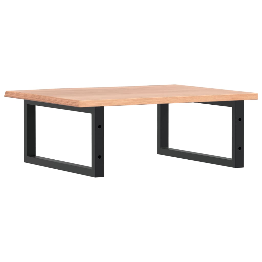 Badkamer Wandschap Staal En Massief Eikenhout 1 60 x 50 x 2 cm Lichtbruin en zwart