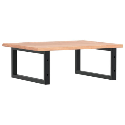Badkamer Wandschap Staal En Massief Eikenhout 1 60 x 50 x 2 cm Lichtbruin en zwart