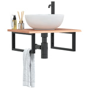 Badkamer wandschap 60x50 cm staal massief eikenhout