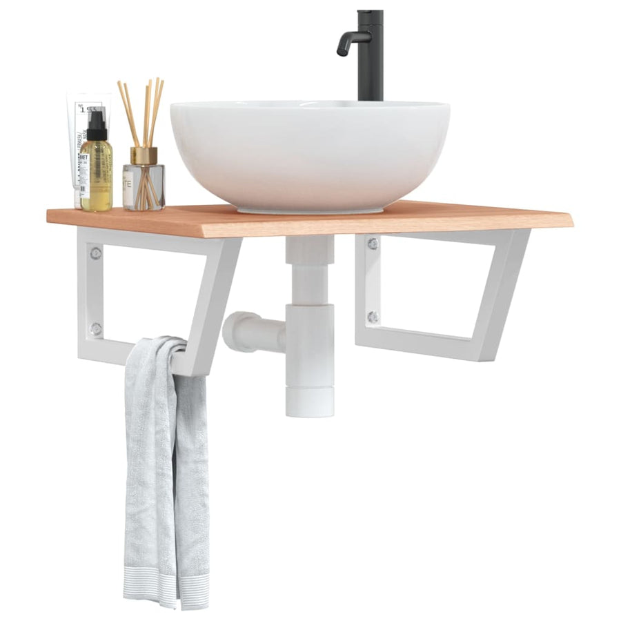 Badkamer wandschap staal en massief eikenhout