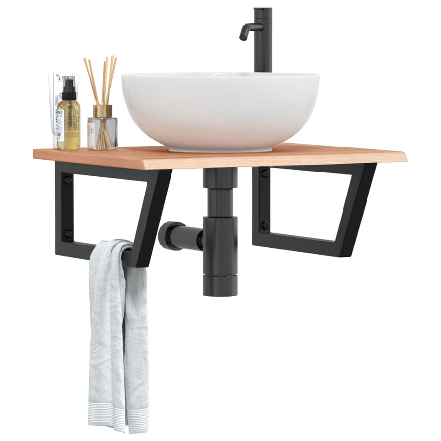 Badkamer wandschap staal en massief eikenhout