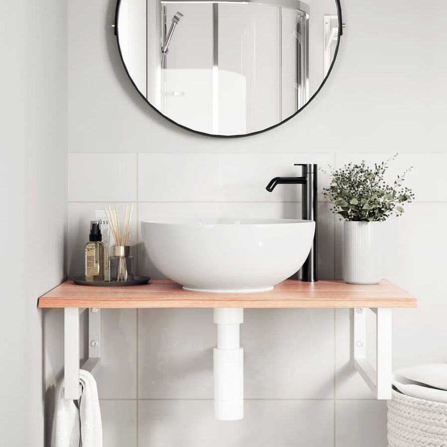 Badkamer Wandschap Staal En Massief Eikenhout 1
