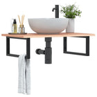 Badkamer wandschap staal massief eikenhout 80x50x2 cm