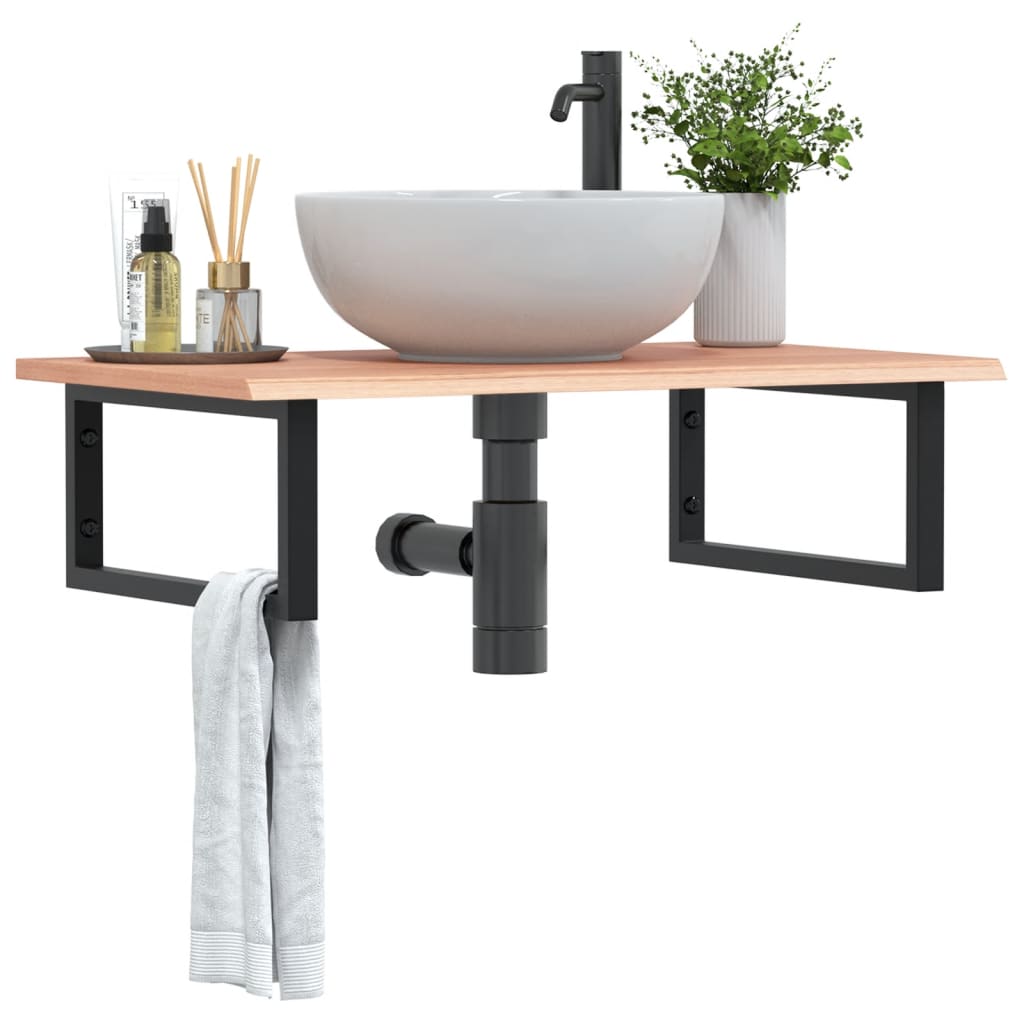 Badkamer wandschap staal en massief eikenhout