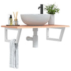 Bathroom wall shelf steel and solid oak