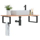 Wandschap staal massief eikenhout 100x50 cm