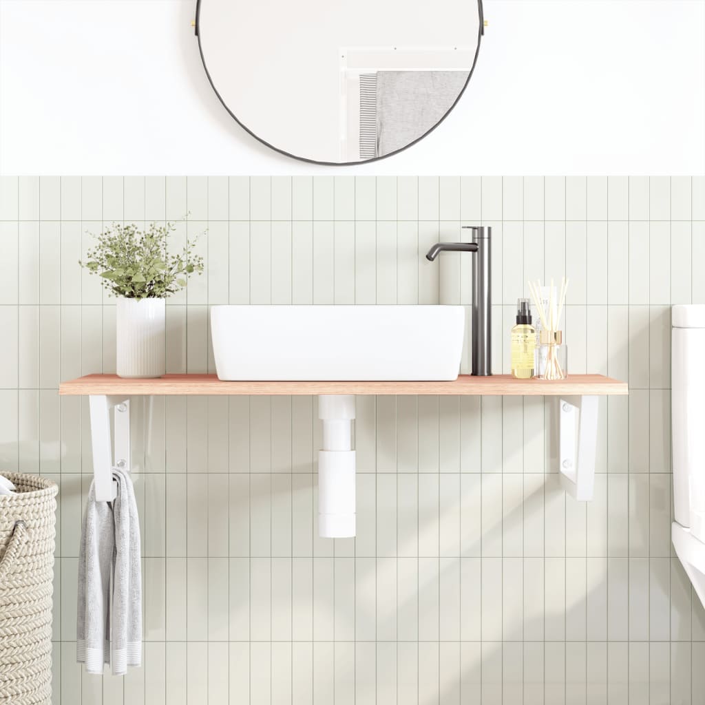 Badkamer wandschap staal en massief eikenhout
