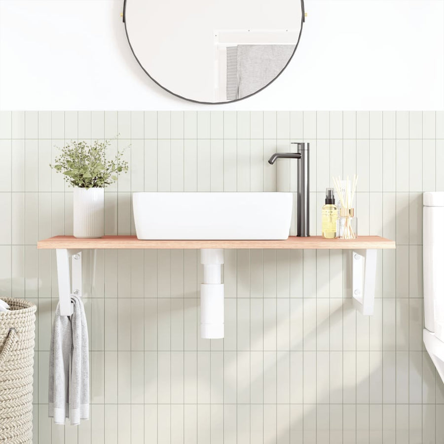 Badkamer wandschap staal en massief eikenhout