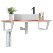 Badkamer wandschap staal massief eikenhout