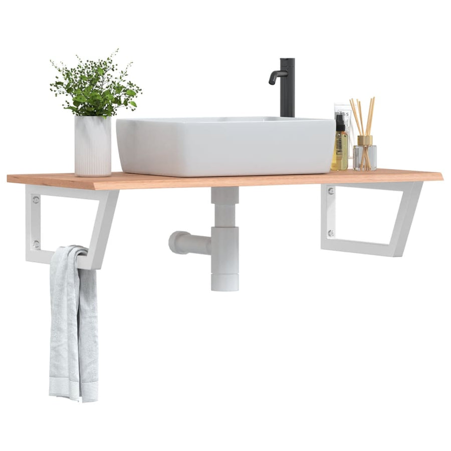 Badkamer wandschap staal en massief eikenhout