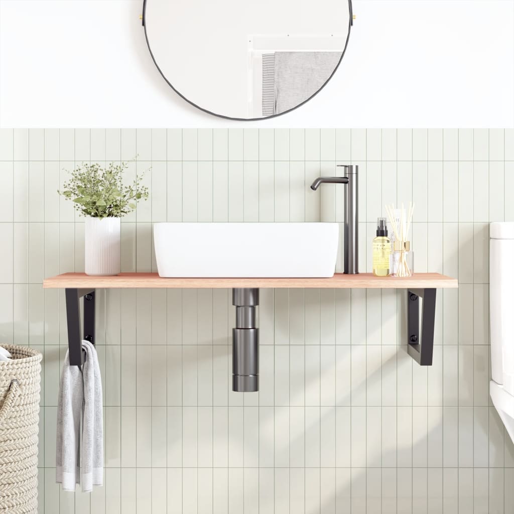 Badkamer wandschap staal en massief eikenhout