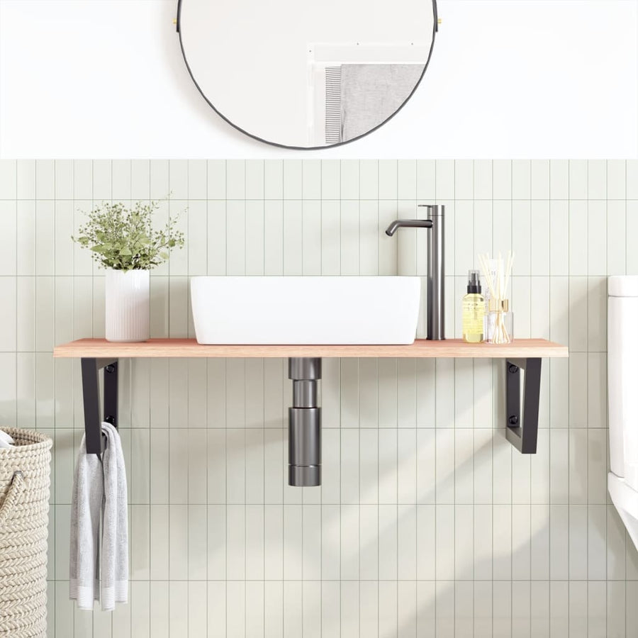 Badkamer wandschap staal en massief eikenhout