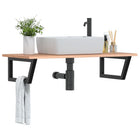 Bathroom wall shelf steel and solid oak